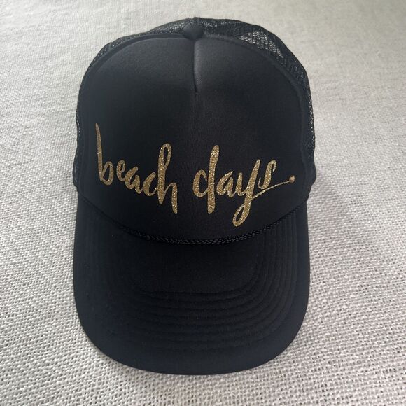 Beach Days Trucker Hat Mesh Back Baseball Cap Black One Size - Picture 3 of 6